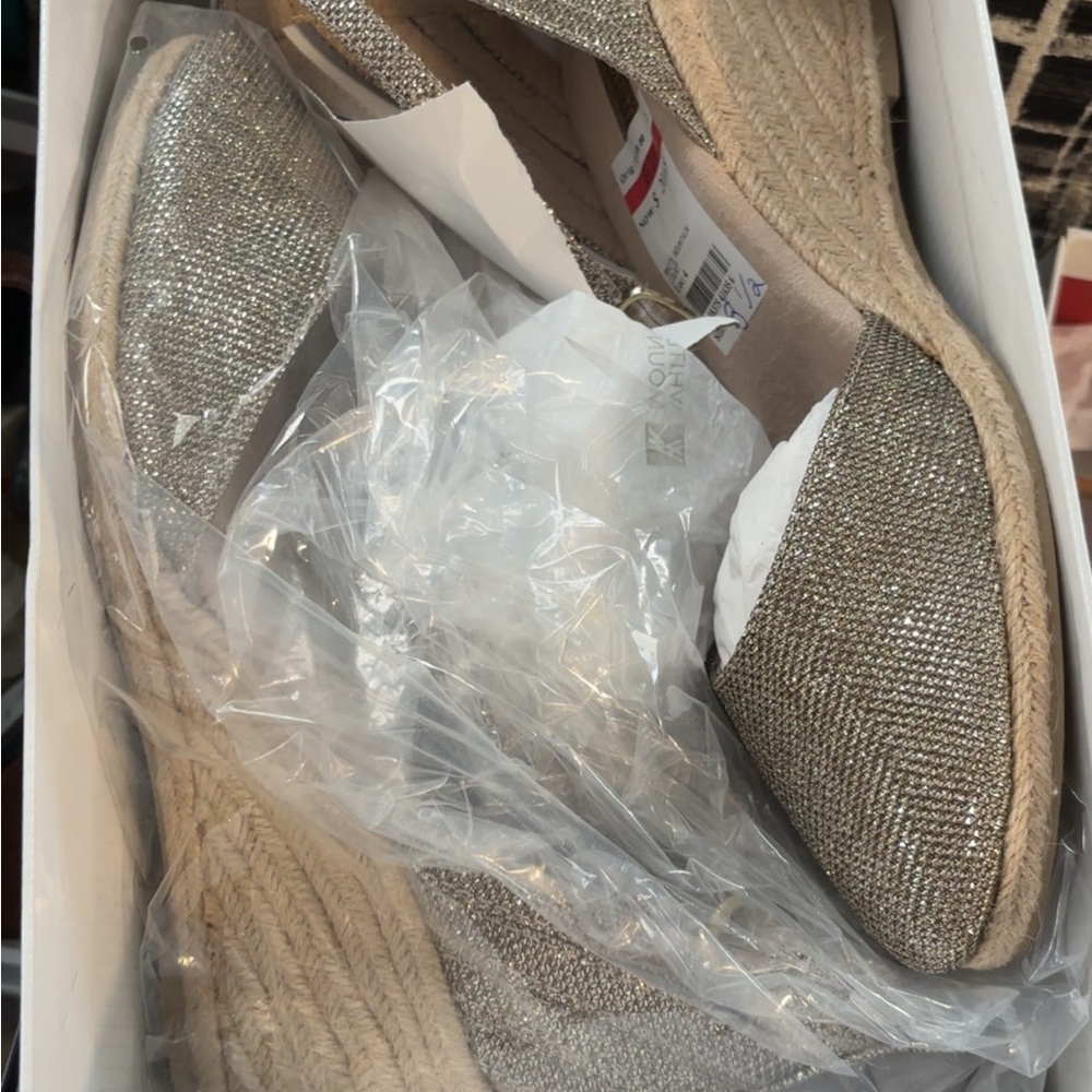 White Mountain Glittering Silver Espadrilles